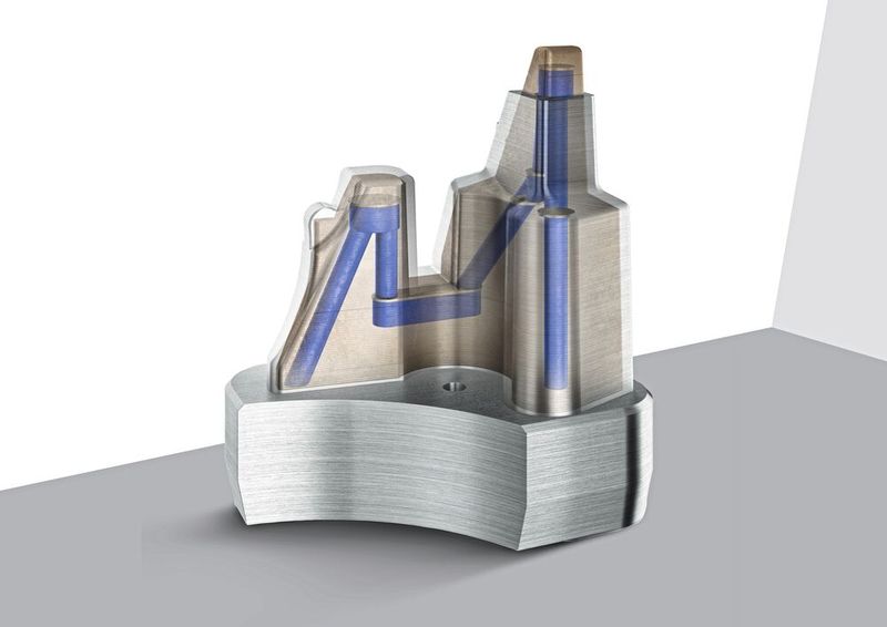Formkerne aus Kupfer, die auf der Lasertec 65 DED hybrid 2. Generation entstehen, steigern die Kühlleistung von Werkzeugkomponenten signifikant. (Bild: DMG Mori)