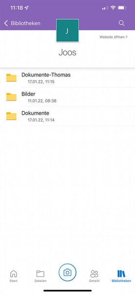 Inhalt von SharePoint-Bibliotheken in der OneDrive-App anzeigen. (Joos)