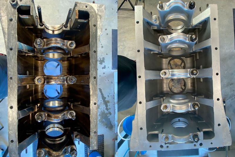 Das Nassdruckstrahlen ist eines der wenigen, mit dem man auch gefahrlos sensible Teile wie einen Motorblock innen strahlen kann. (Bild: Dominsky – VCG)