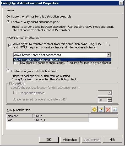 Abbildung 2: Eigenschaften der Standortsystemrolle Verteilungspunkt (hier SCCM 2007 SP1, kein Support virtueller Umgebungen). (Archiv: Vogel Business Media)