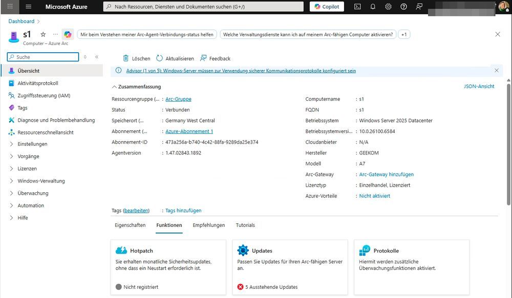 Lokale Windows-Server aus der Cloud überwachen mit Azure Arc || Bild 1 / 7