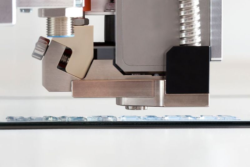 Der Druckroboter produziert Strukturen mit einer Linienbreite von 0,6 mm. Das Silikon wird tröpfchenweise gesetzt und ist nach dem Auftragen sofort standfest. (Bild: Wacker)