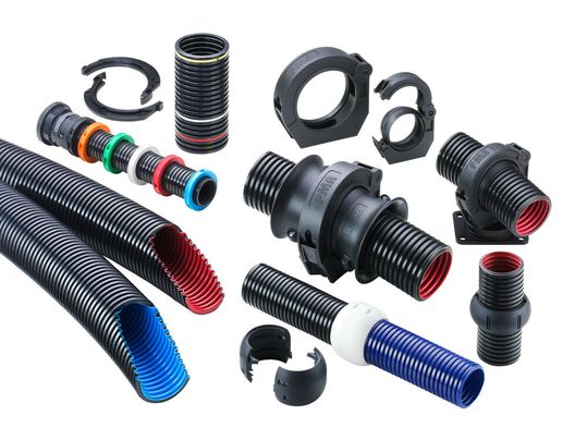 Ein Teil des PMA Kabelschutz-Portfolios für Robotik und Automation(Bild:  ABB, Geschäftsbereich PMA)