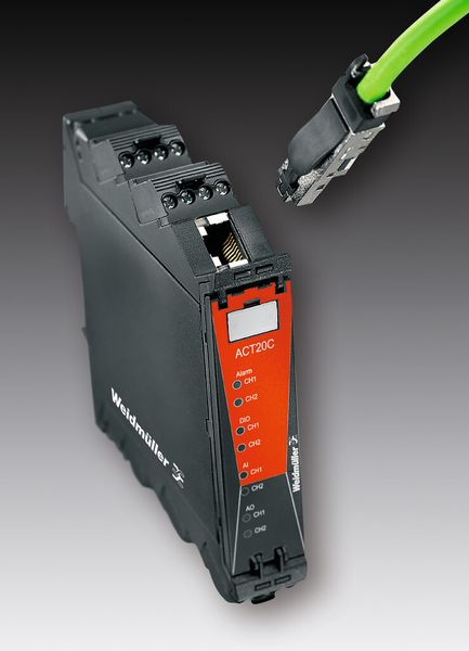 Erste Prototypen einer neuen Signalkonverter-Generation von Weidmüller, die mit einem Ethernet-Interface ausgestattet ist. (Bild: Weidmüller)
