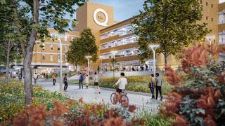 Neues Zentrum im Nürnberger Westen: „The Q“ – nur Eingeweihte wissen, dass das „Q“ für „Die Quelle“ stehen könnte, die einstmals Millionen Haushalte per Katalog versorgt hat. Oder steht es am Ende doch für „Quartier“? (Bild: Accumulata)