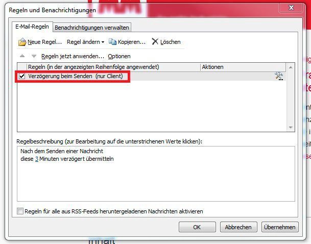 Übrigens: Wenn Sie die Regel wieder deaktivieren möchten, müssen Sie nur den kleinen Haken entfernen.  (MM Maschinenmarkt)