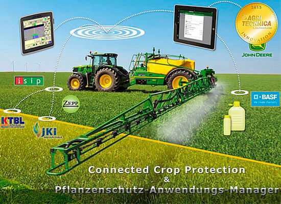 Auf der Agritechnica 2015 vorgestellt und ausgezeichnet: Connected Crop Protection mit Pflanzenschutz-Anwendungs-Manager von John Deere.