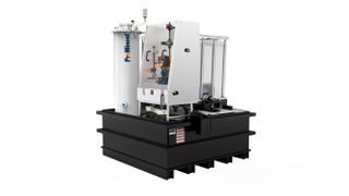 Dosier- und Entleerstation für Intermediate Bulk Container (IBC) für die Anforderungen der Lebensmittel- und Getränkeindustrie Dulcodos Safe-IBC F&B  (Bild: ProMinent )