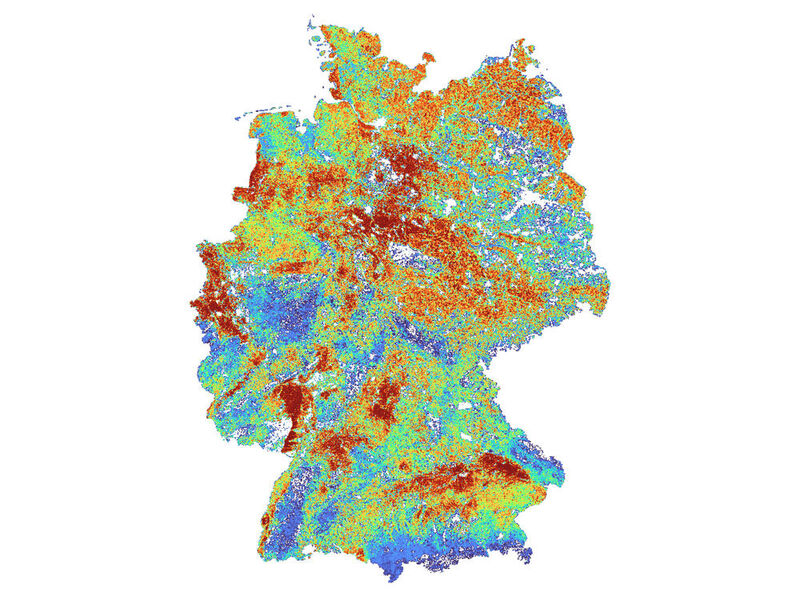 Pestizidrisiken für Bestäuber in Deutschland: Die ausgebrachte Gesamttoxizität ist ein Indikator, mit dem Trends für Pestizidrisiken verschiedener Organismengruppen identifiziert werden können. Sie kann auch leicht in Kartendarstellungen gebracht werden, um Risiken für verschiedene Regionen zu vergleichen. Die Karte zeigt die Verteilung der ausgebrachten Gesamttoxizität für Bestäuber in Deutschland im Jahr 2017.