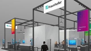 Auf ihrem Gemeinschaftsstand präsentieren insgesamt 20 Fraunhofer-Institute die neue Multimaterial-Technologie und weitere Innovationen aus dem Bereich Additive Fertigung. (Bild: Fraunhofer-Gesellschaft)