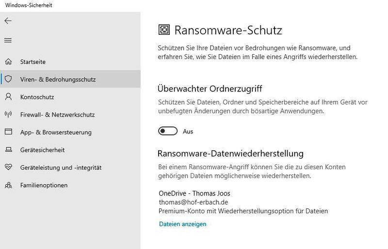 Windows-Daten in OneDrive sichern. (Joos/Microsoft (Screenshot))