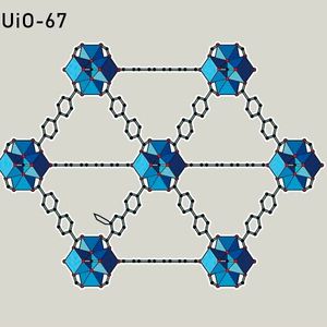 MOF-Materialien und ihre Anwendungen  c) UiO-67 kann PFAS aus Wasser absorbieren, was es zu einem vielversprechenden Material für die Wasserbehandlung und die Entfernung von Schadstoffen macht.(Bild:  Johan Jarnestad/The Royal Swedish Academy of Sciences)