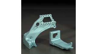 In Lkws (z. B. Daimler Actros) im Einsatz: Vorderfederbock (l.) und Einstiegsträger im laminaren Druckguss. (Franken Guss)