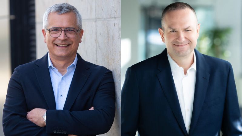 Franz Reiner (l.) verlässt die Mercedes-Benz Mobility AG zum Jahresende. Peter Henn übernimmt im Mai 2026 die globale Leitung von Mercedes-Benz Financial Services.(Bild:  Mercedes-Benz AG)