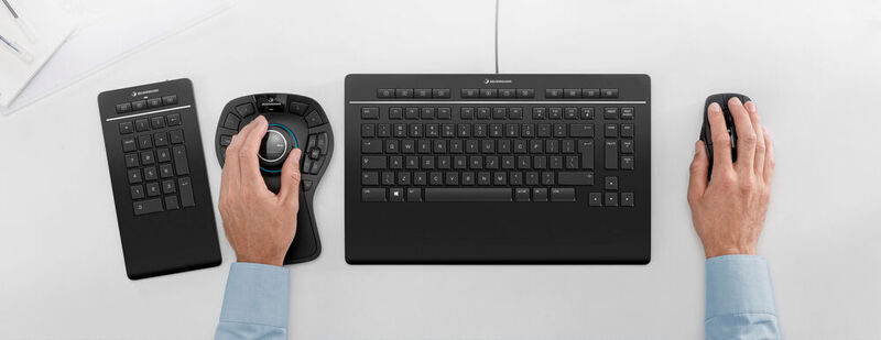 In der Tastatur ist ein Empfänger für andere Geräte von 3Dconnexion wie die Spacemouse eingebaut. (3Dconnexion)
