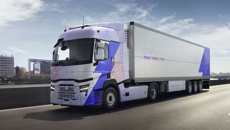 Der Renault T E-Tech ist mit bis zu 44 Tonnen zulässigem Gesamtgewicht für den regionalen Fernverkehr gedacht.(Bild:  Autoren-Union Mobilität/Renault Trucks)