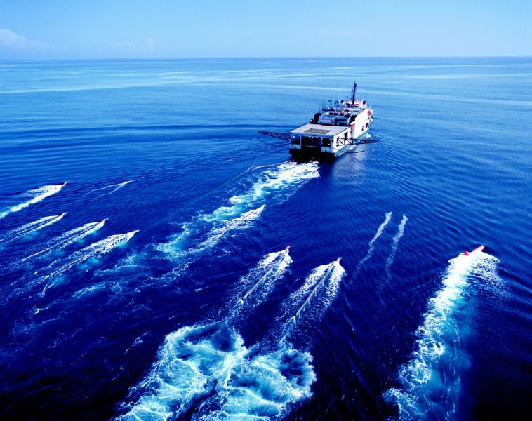 Looking for treasures under the sea – the Western Legend, a seismic exploration vessel (Picture: Woodside)