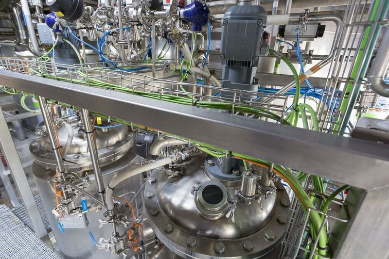 Produktionsanlagen für fermentativ erzeugtes Cystin am Wacker-Standort León. Mit dem neuen Standort in Spanien trägt der Münchner Chemiekonzern dem weltweit steigenden Bedarf seiner Kunden Rechnung. Cystin sowie das aus Cystin hergestellte Cystein kommen in der Nahrungsmittel- und Pharmaindustrie zum Einsatz.  (Wacker Chemie)