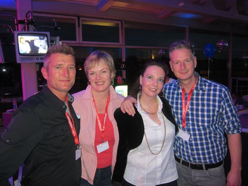 Kristian Krause und Regina Flügge , Tarox, Birgit Hornung, OKI, Frank Sahm, Tarox. (Vogel IT-Medien)