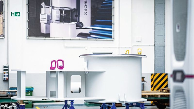 Grundeinheit eines im Aufbau befindlichen Schleuderstands.(Bild:  Schenck Rotec)