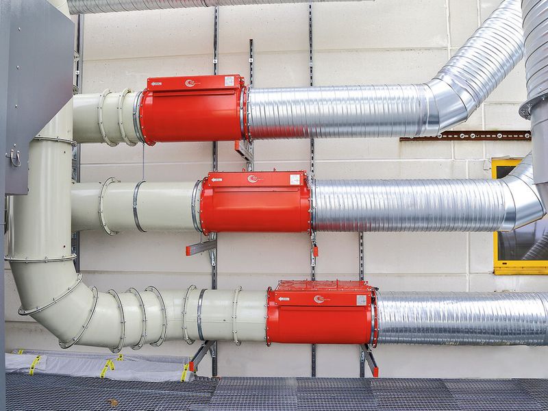 Die Rohrgasleitungen in Atex-konformer Ausführung mit integrierten Rückschlagklappen. (Bild: Esta)