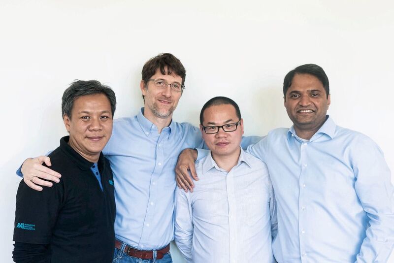 Das Team: Siang-Leon Lim, Finance Director; Oliver Grimm, Product Director; Yuanbo Xiang, Head of Technology; Intakhab Khan, CEO und Gründer AAI. (AAI)
