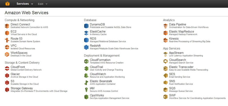 Abbildung 1: In der Verwaltungskonsolke von AWS können Administratoren die verschiedenen Clouddienste testen. (Bild: Amazon Web Services)