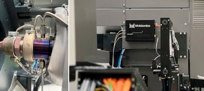 A closer look at the melt: The new melt assessment system takes measurements in the nozzle area. It detects unmelted particles early and makes melt quality measurable. (Source: Engel)