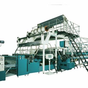 Verarbeitung von Glasfaserrovings auf der  Hochleistungs-Nähwirkanlage Malitronic Multiaxial. 