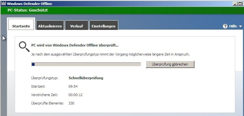 Mit dem kostenlosen Windows Defender Offline können Anwender oder Administratoren Rechner starten und in einer Windowsähnlichen-Oberfläche nach Viren scannen und diese entfernen. Das Tool steht als 32-Bit und als 64-Bit-Software zur Verfügung. (Bild: VBM)