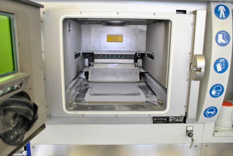 View inside the laser printer: in the middle the 
