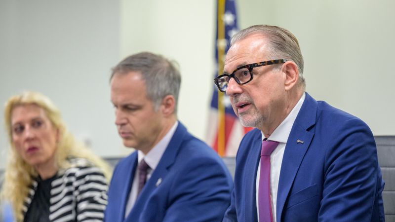 ESA Director General Josef Aschbacher, right, has warned of a potential bottleneck in European launch capacity in the coming years. He is pictured here meeting NASA Administrator Jared Isaacman at NASA Headquarters in Washington.(Photo:  NASA/Bill Ingalls)
