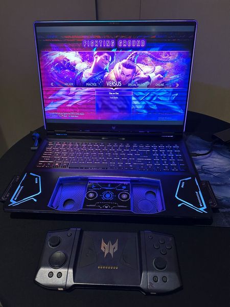 Das Notebook ist auch sehr fancy mit dem eingebauten Controller. (Bild: Vogel IT-Medien)