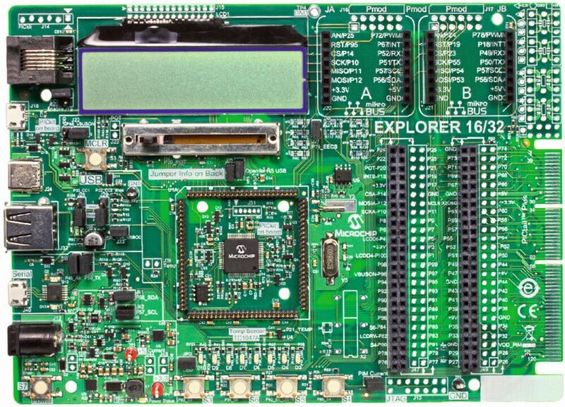 Bild 1: Explorer 16/32 von Microchip unterstützt 16- und 32-Bit-Mikrocontroller.