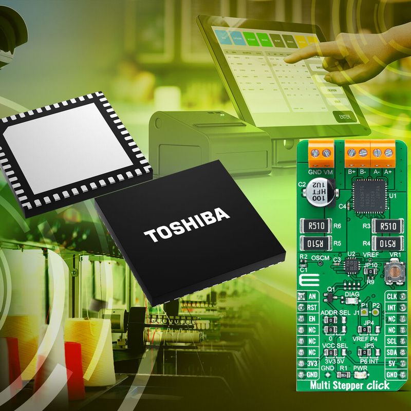 Mikroelektronika-Click-Boards: mit bipolaren Schrittmotortreibern von Toshiba. 