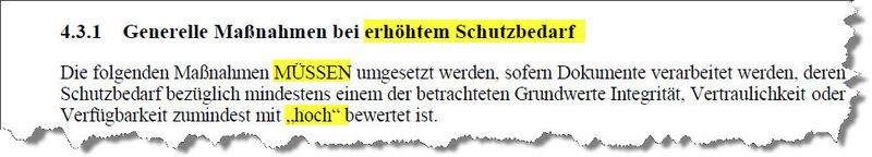4.: Generelle Maßnahmen bei erhöhtem Schutzbedarf (TR Resiscan, Seite 26). (Zöller & Partner)