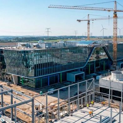 Symbolbild: Die Gemeinde Dummerstorf liegt etwa 10 Kilometer südöstlich von Rostock. Sie zählt gut 7500 Einwohner. Wie groß das Rechenzentrum tatsächlich wird, ist bislang unbekannt. (Bild: Gemini / Paula Breukel / KI-generiert)