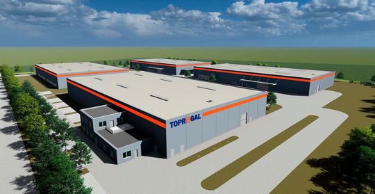 Der neue Topregal-Standort Pasewalk aus der Vogelperspektive. Von dort aus will man insbesondere die skandinavischen Länder und Polen besser bedienen können.(Bild:  Topregal)