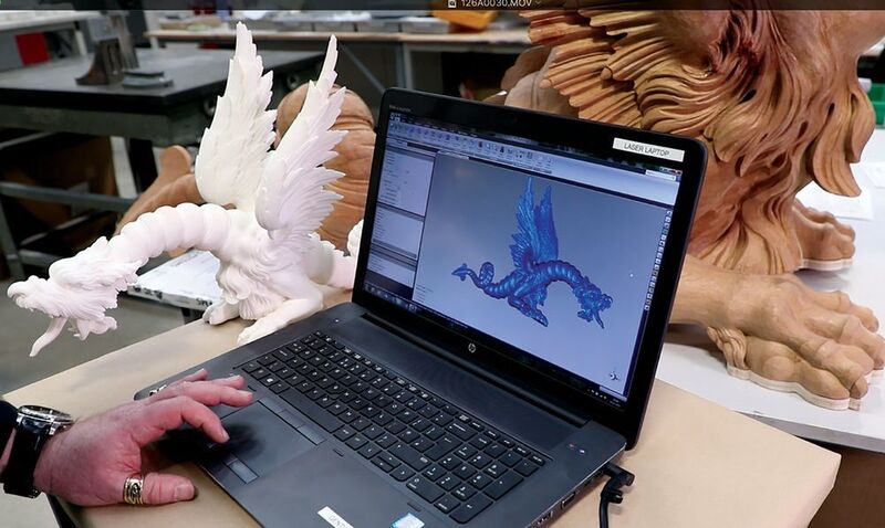 Der Einsatz von 3D Systems Geomagic Design X ermöglichte neue Konstruktionslösungen für die Drachen, einschließlich versteckter Features, die ihre Montage an der Pagode erleichtern, sowie einer ausgehöhlten Statue, die 60% leichter ist als Holzalternativen. (3D Systems)