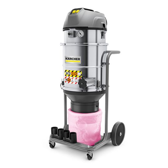 Der Industriesauger IVM 40/24-2 H ACD LP saugt feinste, gesundheitsgefährdende und brennbare Stäube sicher ein. Je nach Staubmenge kann der Endlossack an der passenden Stelle abgeschnitten und versiegelt werden.(Bild:  Kärcher)