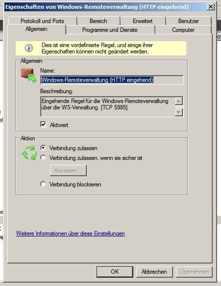 Die Firewall-Regel erlaubt eingehende Verbindungen über WinRM. (Archiv: Vogel Business Media)