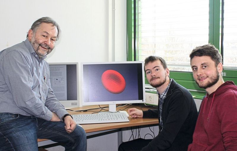 Prof. Dr. Walter Zimmermann und die Bayreuther Physik-Doktoranden Matthias Laumann und Winfried Schmidt(v.l.) (Christian Wißler)