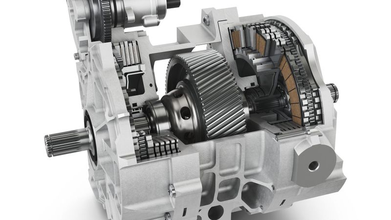 Die Nassbremse soll in einer hochintegrierten Einheit verbaut sein, zusammen mit E-Achse und Öl-/Kühlkreis.(Bild:  Schaeffler)