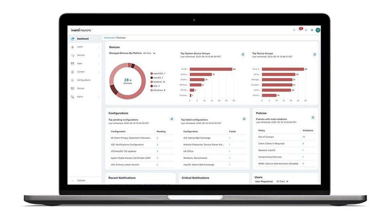 Ivanti Neurons for MDM ist eine cloudbasierte UEM-Lösung zur Verwaltung, Absicherung und Automatisierung von Endgeräten.(Bild:  Ivanti)