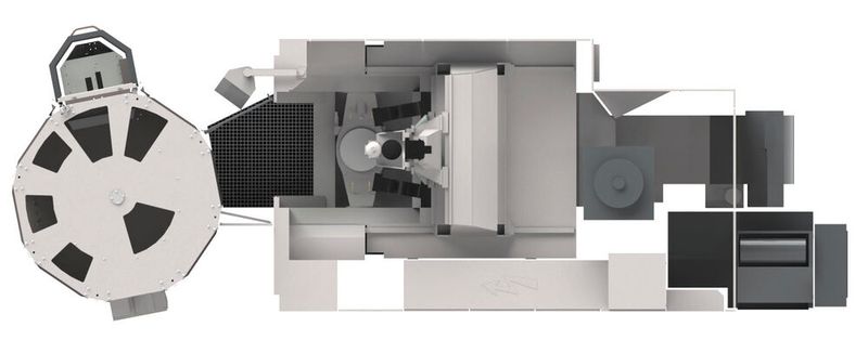 L'agencement compact du système composé de la FZ 16 S five axis et de la Variocell PALLET optimisée pour 26 palettes offre une grande flexibilité et une large autonomie dans la production à forte diversité de variantes. (Source : Chiron Group)