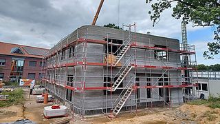 Zweistöckiges Bürohaus in Selsingen: Norddeutschlands erstes Gebäude aus dem 3D-Drucker. (Bild: Peri 3D Construction GmbH)