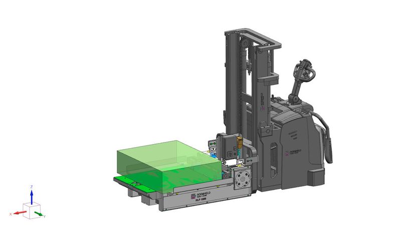 Roemhelds „Push-Pull“-Plattform wird an einen Elektro-Gehhubwagen oder Stapler montiert und fährt dann Werkzeuge bis 1,6 Tonnen selbsttätig in die Presse ein und wieder aus ihr heraus. Weitere Modelle für schwerere Werkzeuge sind schon in Planung. (Bild: Roemheld)