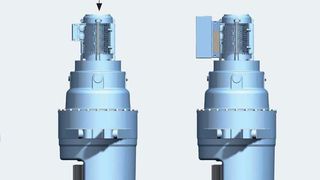 Kompakt und Standard im Vergleich: Azimutantrieb 712TW von Bonfiglioli, optional auch mit integriertem Frequenzumrichter (Bild: Bonfiglioli)