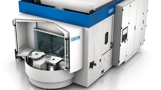Der Doppelspindler G520 mit integriertem Palettenwechsler. (Grob Werke)