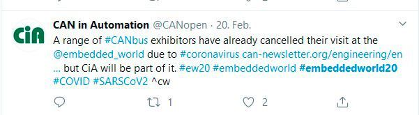 Twitter-Tweet von CiA vom 20. Februar (Bild: Twitter)